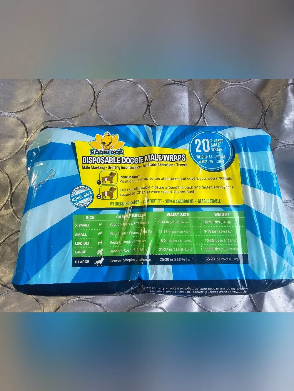 Bodhi Dog Disposable Doggie Male Diapers Wrap - Size XL X-Large 30 Count